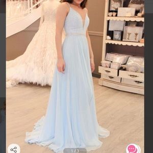 Long Prom dress, light blue